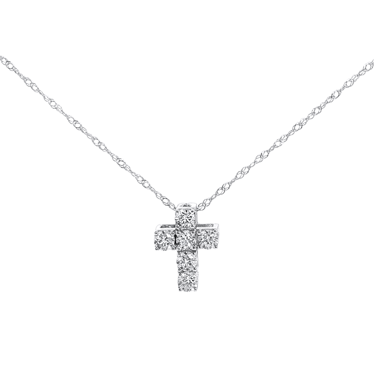 Springer's Forever Necklace Springer's Forever 18K White Gold Diamond Cross Necklace - 0.37ctw, 18"