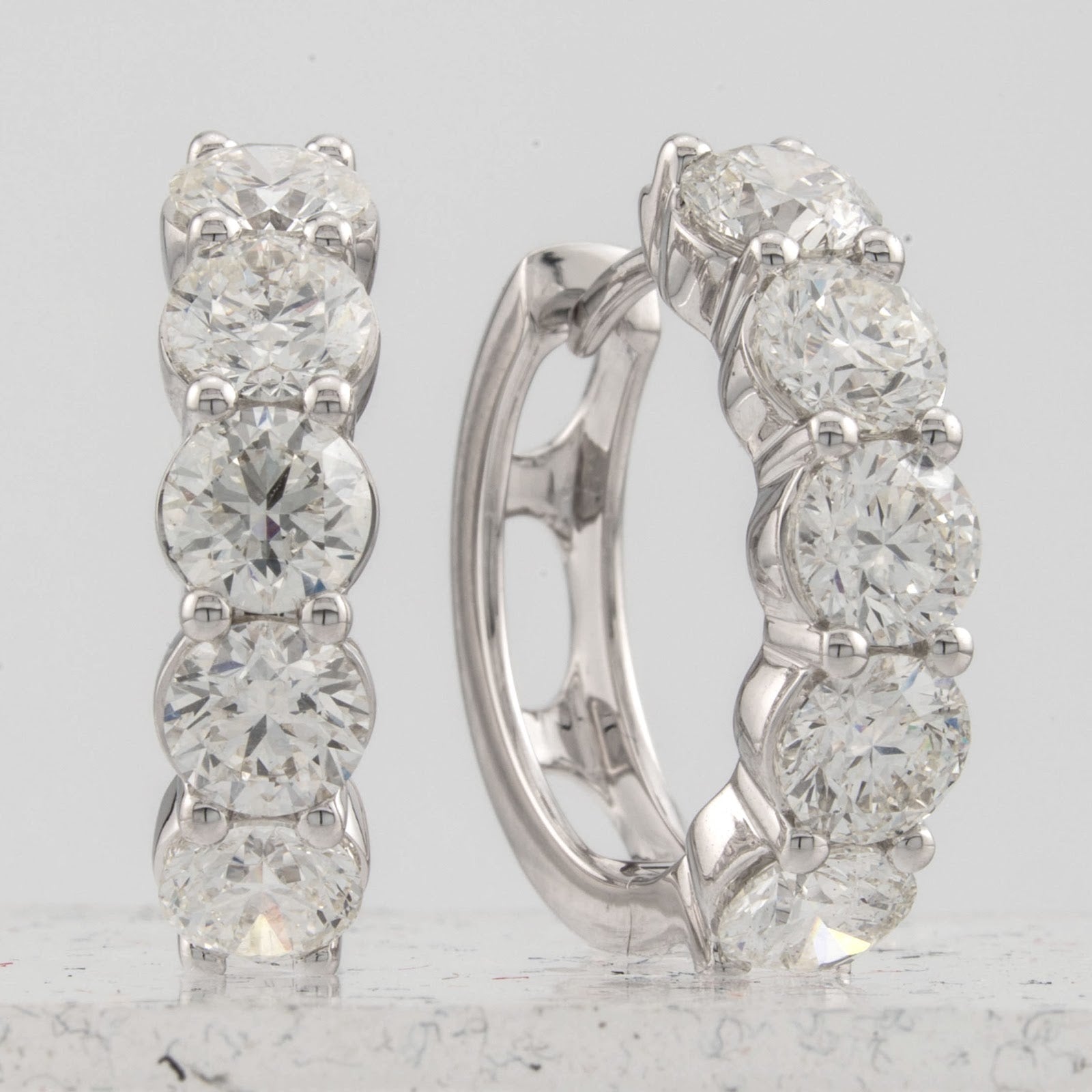 Springer's Forever Earrings Springer's Forever 18K White Gold Diamond Hoop Earrings, 17mm - 3.31ctw