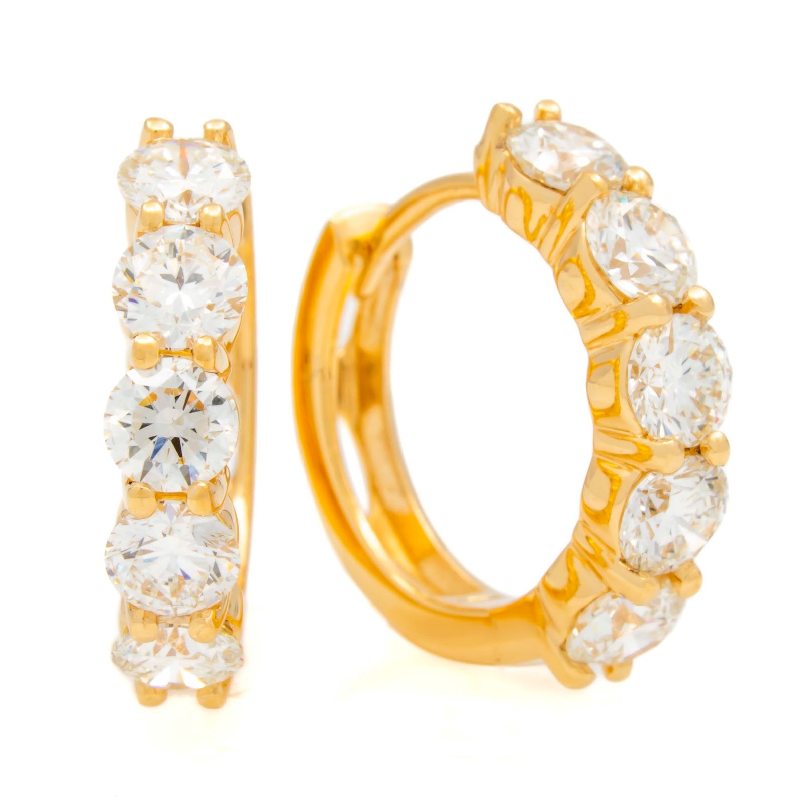 Springer's Forever Earrings Springer's Forever 18K Yellow Gold Diamond Hoop Earrings, 16mm - 1.76ctw