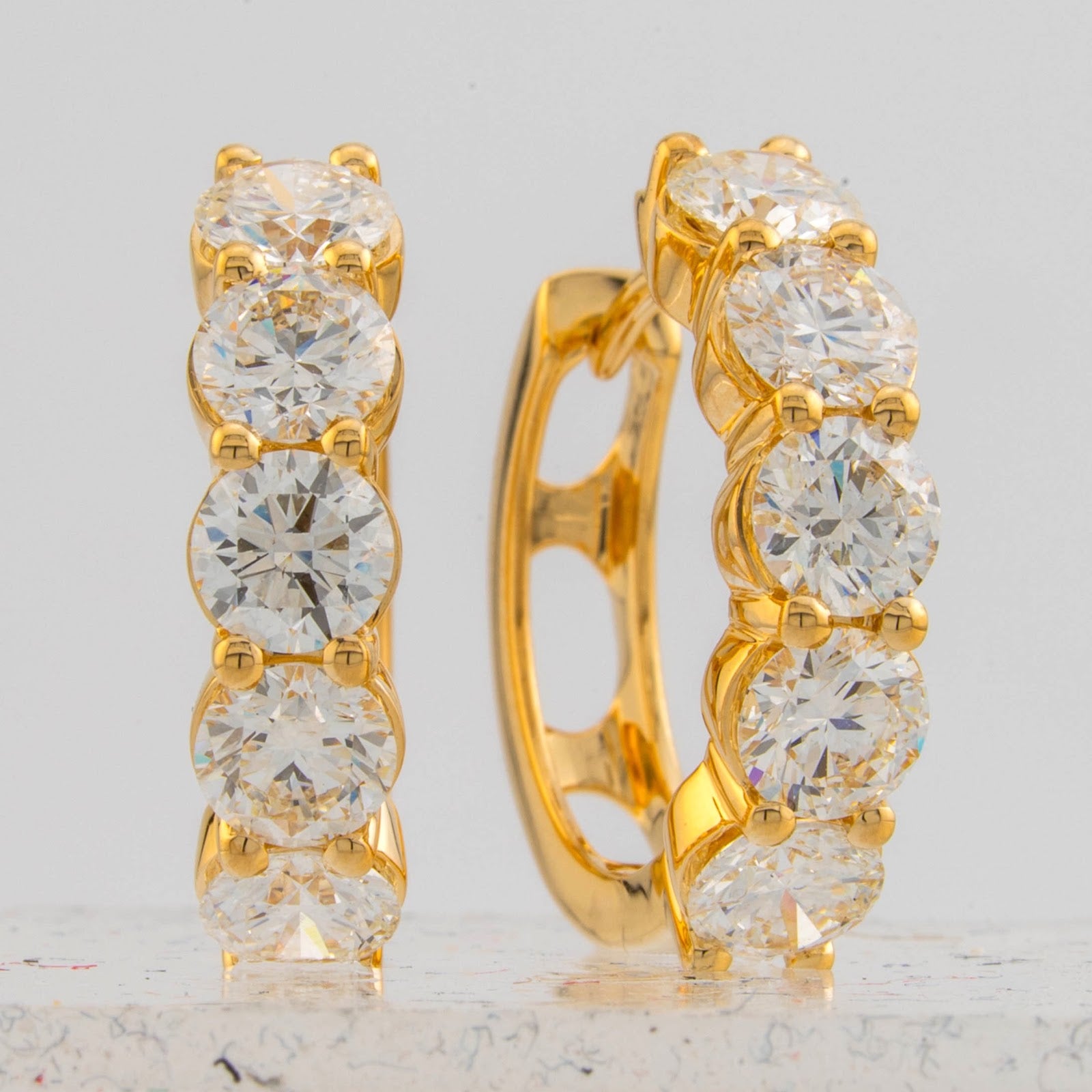 Springer's Forever Earrings Springer's Forever 18K Yellow Gold Diamond Hoop Earrings, 17mm - 3.10ctw