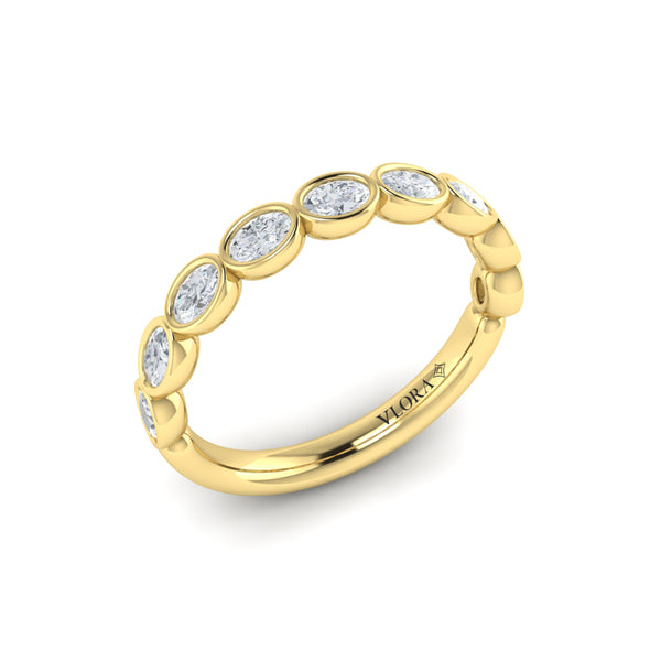 Springer's Forever Wedding Band Springer's Forever by Vlora 18K Yellow Gold Bezel-Set Oval Stackable Diamond Band