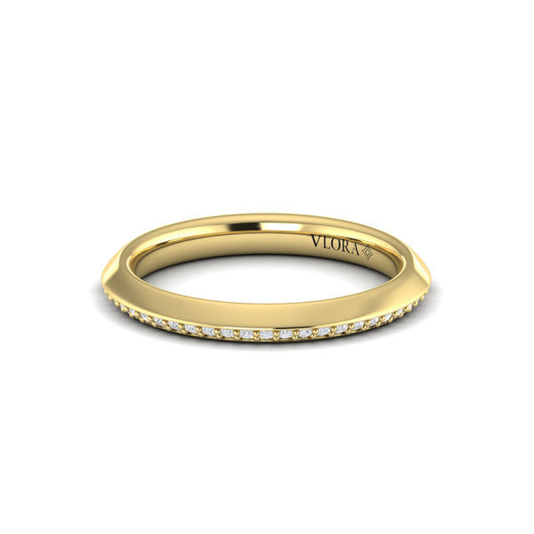 Springer's Forever Wedding Band Springer's Forever by Vlora 18K Yellow Gold Contoured Pavé Diamond Band