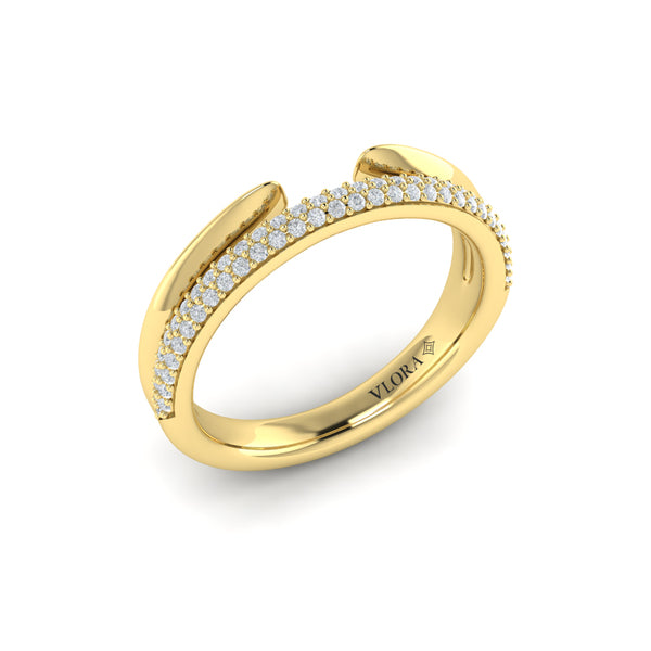 Springer's Forever Wedding Band Springer's Forever by Vlora 18K Yellow Gold Open Stackable Pavé Diamond Band
