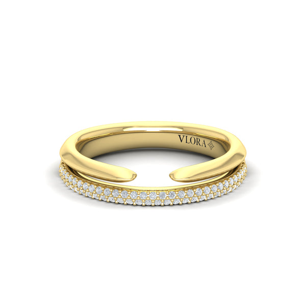 Springer's Forever Wedding Band Springer's Forever by Vlora 18K Yellow Gold Open Stackable Pavé Diamond Band