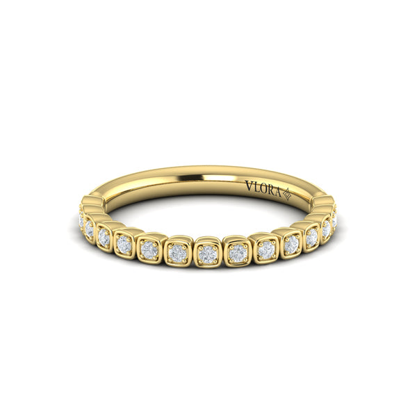 Springer's Forever Wedding Band Springer's Forever by Vlora 18K Yellow Gold Tile Stackable Diamond Band