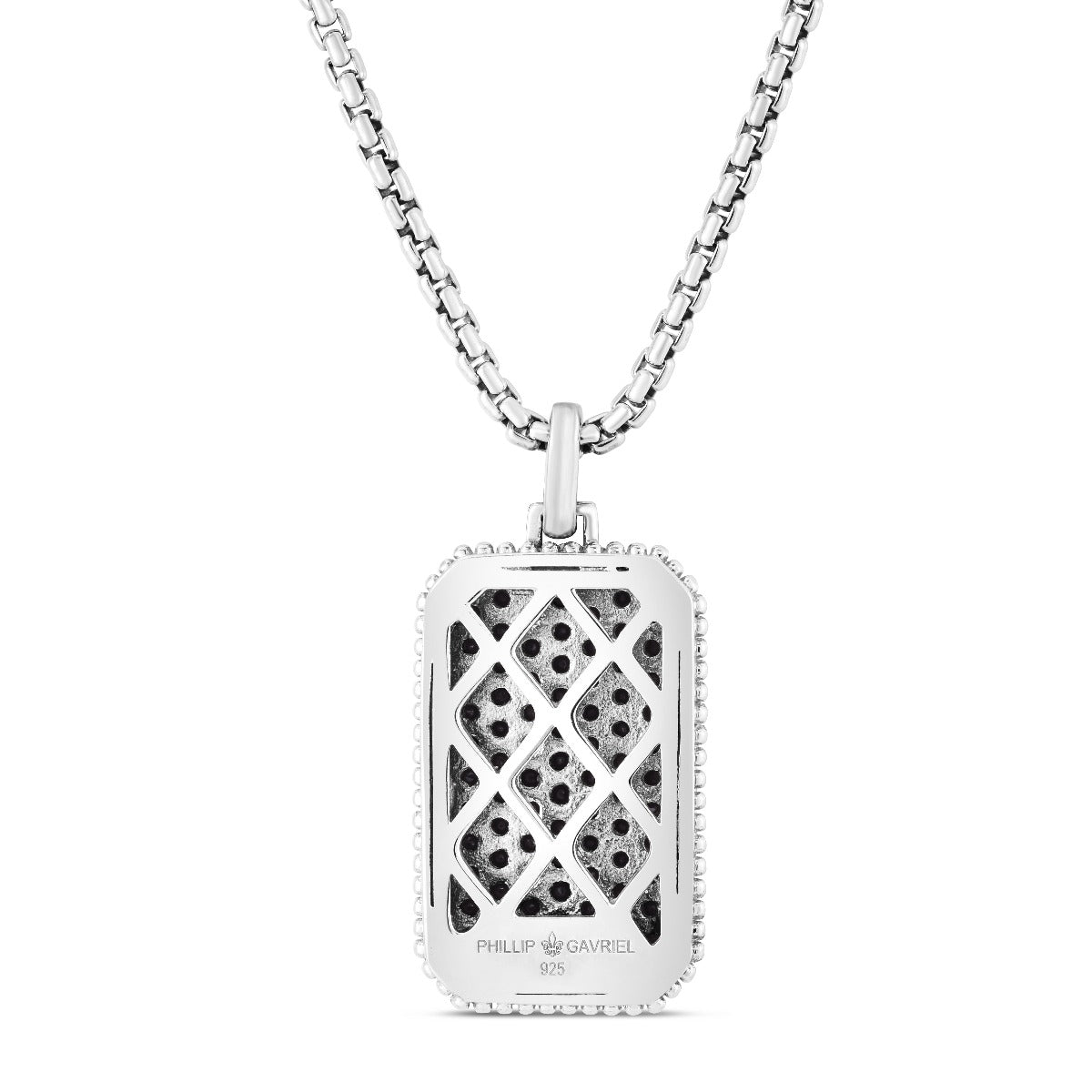 Springer's Forever Necklace Springer's Forever Men's Sterling Silver Black Spinel Tag Necklace, 22"