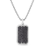 Springer's Forever Necklace Springer's Forever Men's Sterling Silver Black Spinel Tag Necklace, 22"