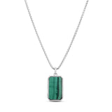 Springer's Forever Necklace Springer's Forever Men's Sterling Silver Malachite Tag Necklace, 22"