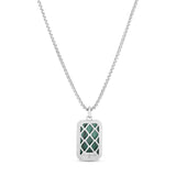 Springer's Forever Necklace Springer's Forever Men's Sterling Silver Malachite Tag Necklace, 22"