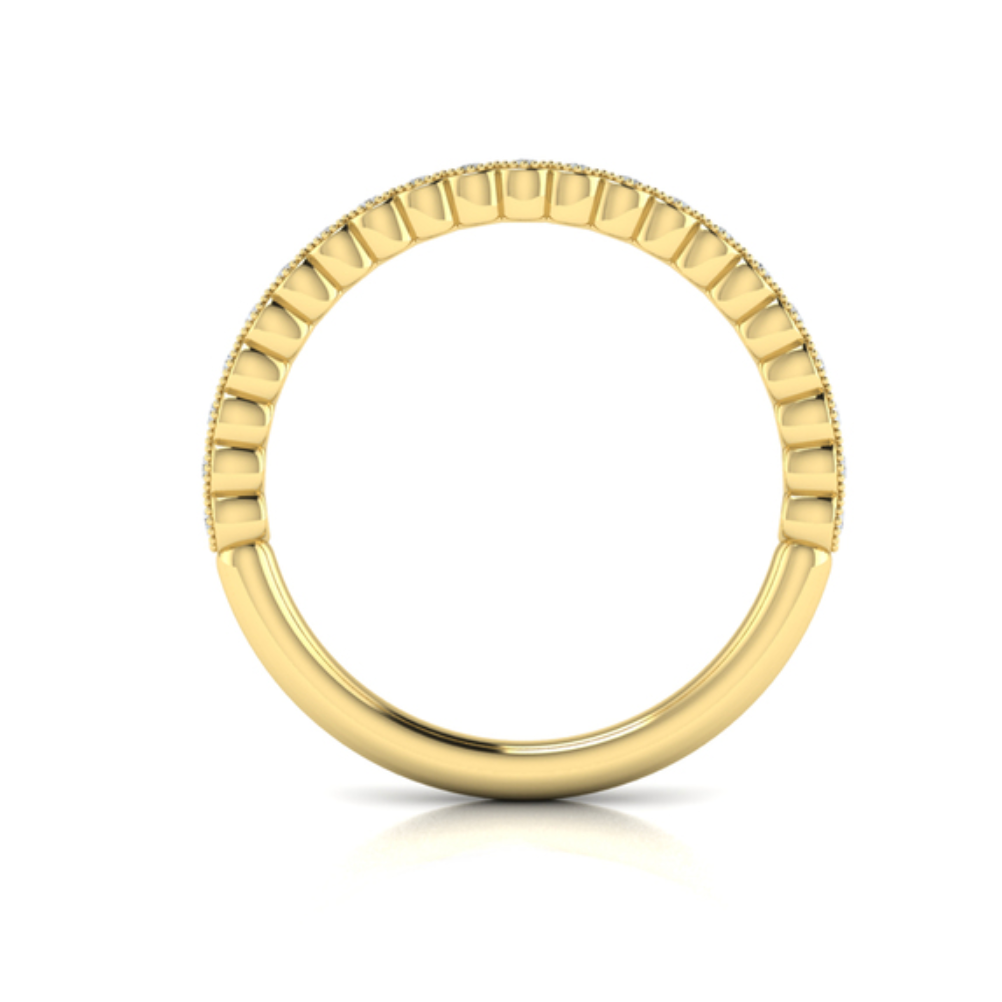 Springer's Forever Wedding Band Springer's Forever Select 18K Yellow Gold Round Diamond Milgrain Bezel Band - .25ctw