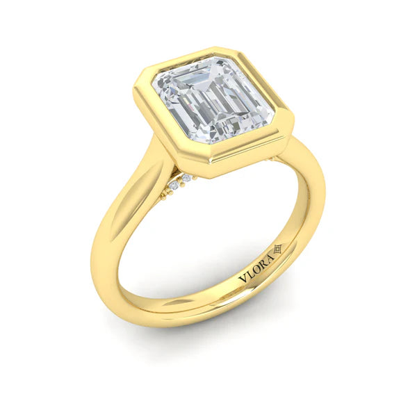 Springer's Forever Engagement Ring Springer’s Forever Select by Vlora Emerald Bezel Engagement Mounting in 18K Yellow Gold