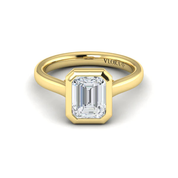 Springer's Forever Engagement Ring Springer’s Forever Select by Vlora Emerald Bezel Engagement Mounting in 18K Yellow Gold