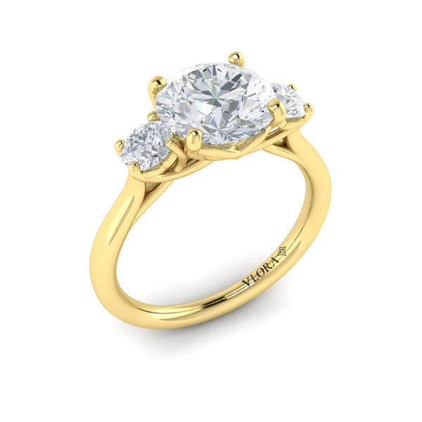 Springer's Forever Engagement Ring Springer’s Forever Select by Vlora Round Three-Stone Engagement Mounting in 18K Yellow Gold