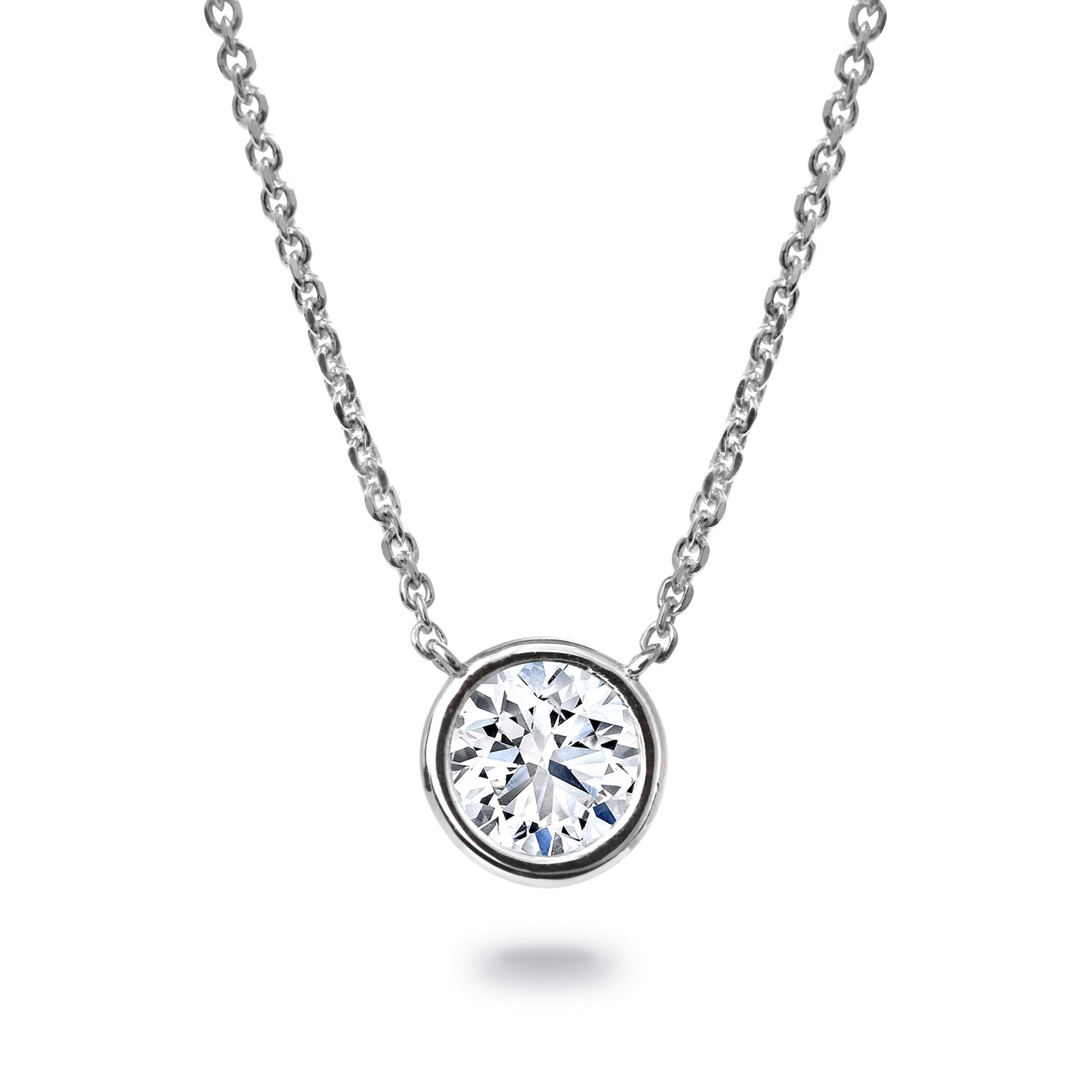 Springer's Forever Necklaces and Pendants Springer's Forever Select Round Diamond Bezel Solitaire Pendant Necklace in 18K White Gold  – 0.50ctw