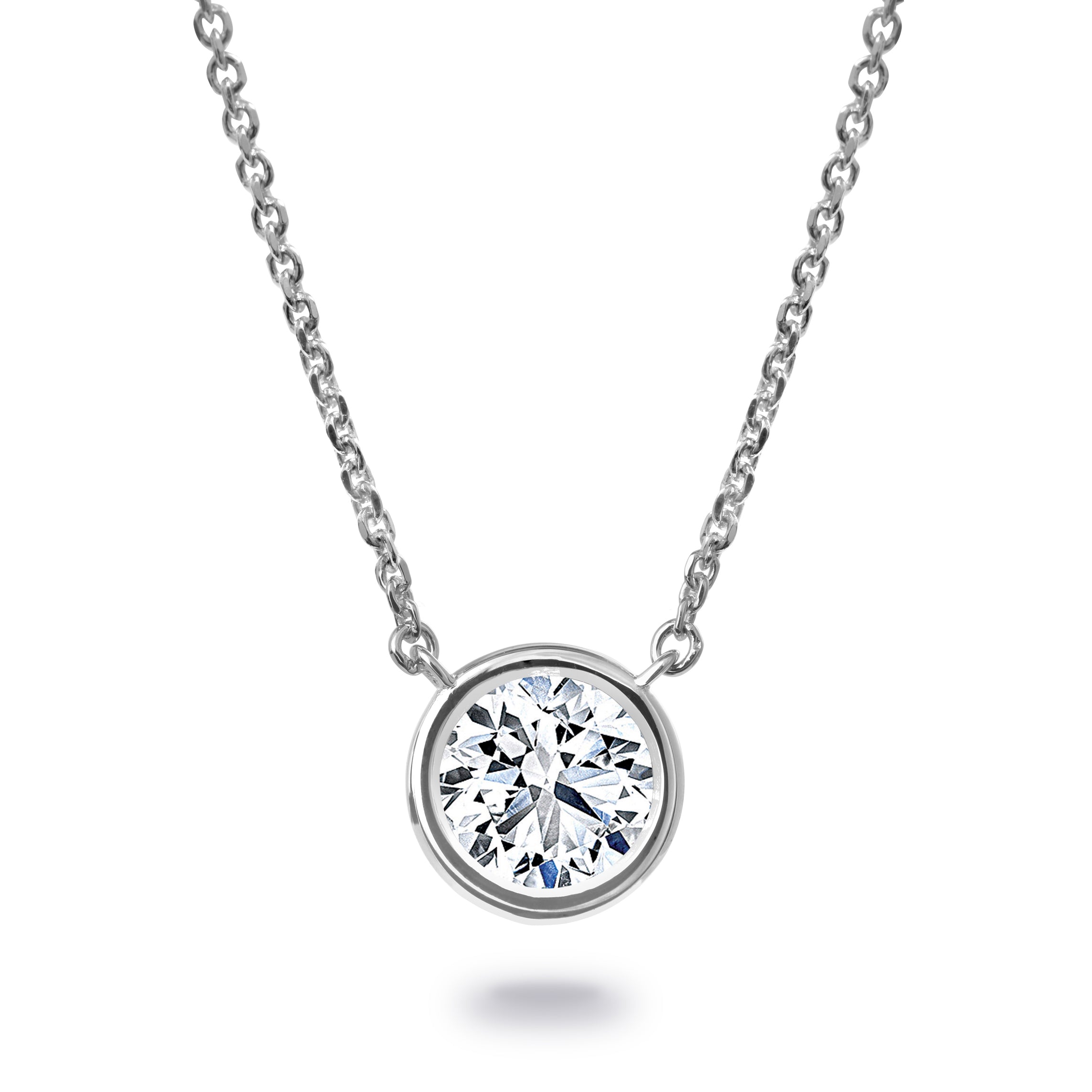 Springer's Forever Necklaces and Pendants Springer's Forever Select Round Diamond Bezel Solitaire Pendant Necklace in 18K White Gold  – 0.70ctw