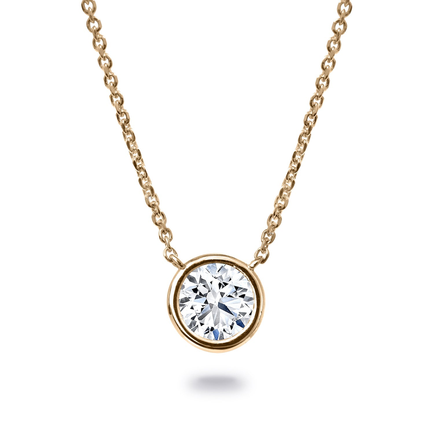 Springer's Forever Necklaces and Pendants Springer's Forever Select Round Diamond Bezel Solitaire Pendant Necklace in 18K Yellow Gold  – 0.30ctw