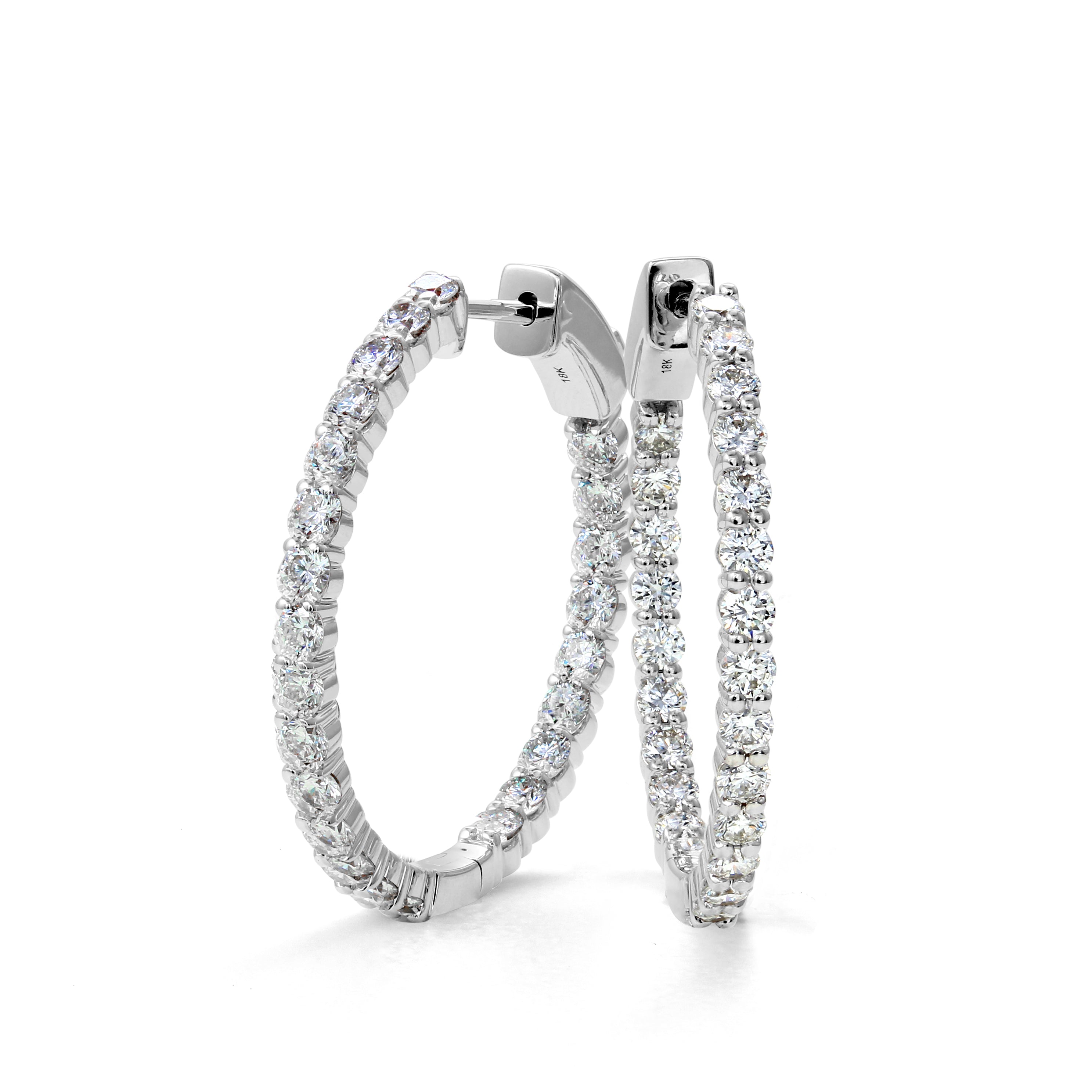 Springer's Forever Earrings Springer's Forever Select Round Diamond Hoop Earrings in 18K White Gold - 2.00ctw