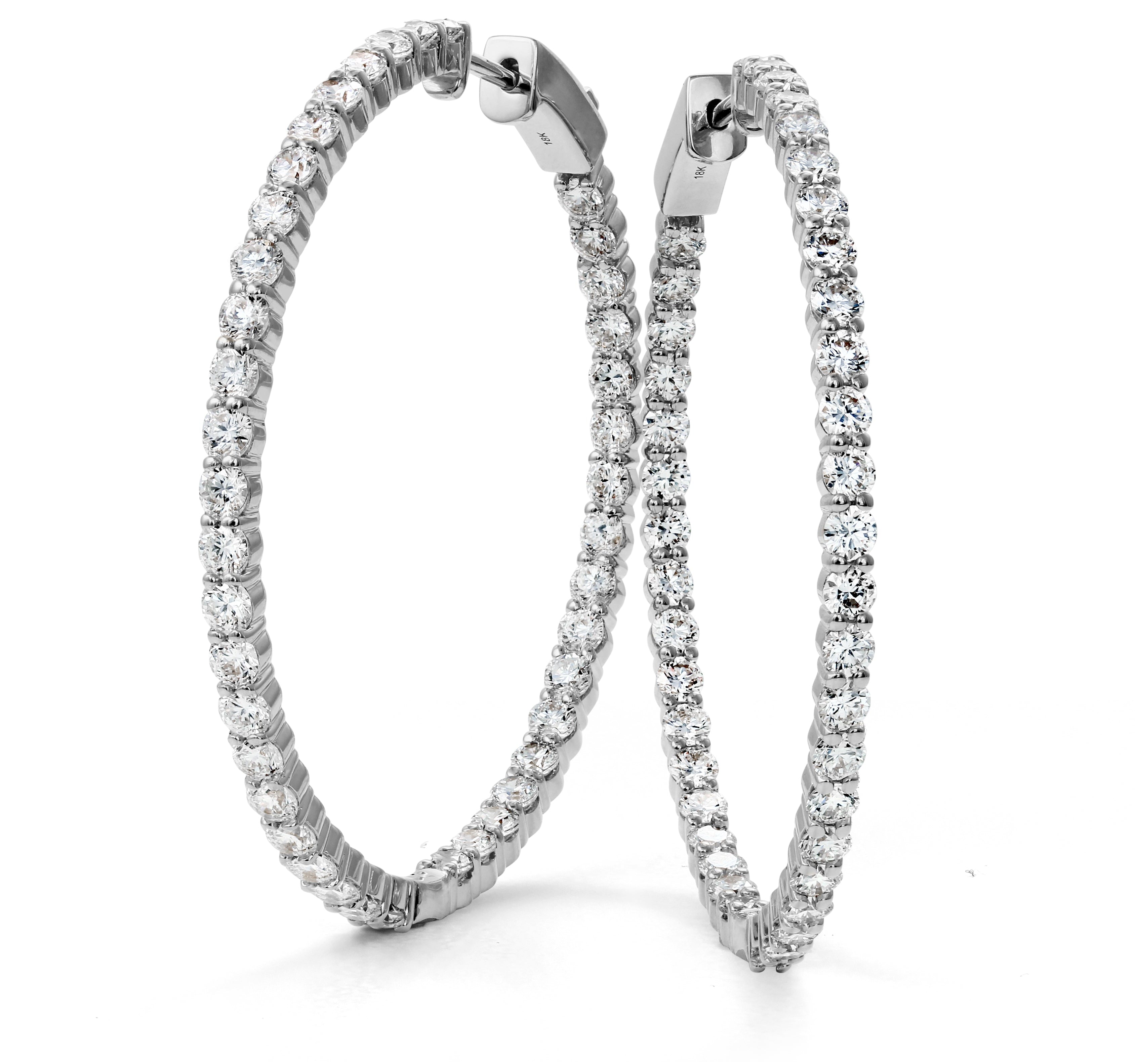 Springer's Forever Earrings Springer's Forever Select Round Diamond Hoop Earrings in 18K White Gold - 4.00ctw