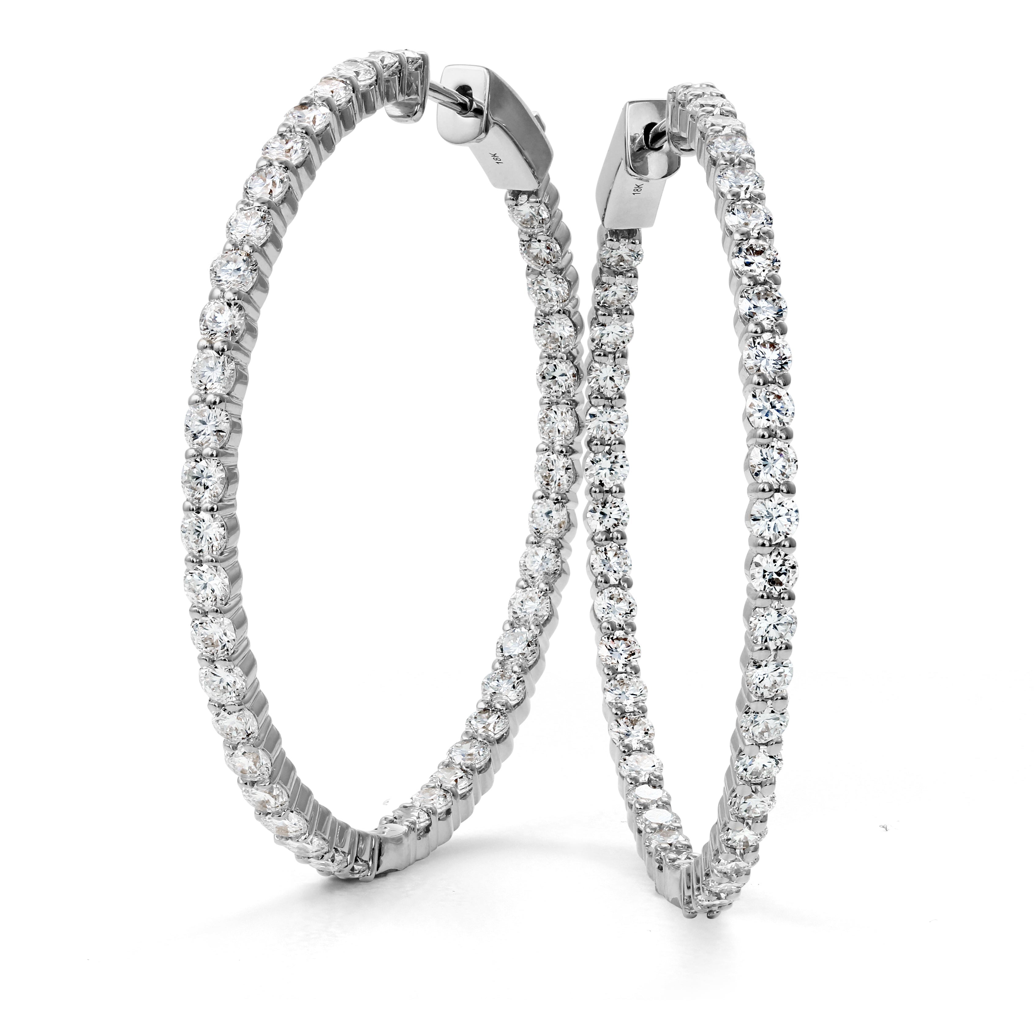 Springer's Forever Earrings Springer's Forever Select Round Diamond Hoop Earrings in 18K White Gold - 4.00ctw