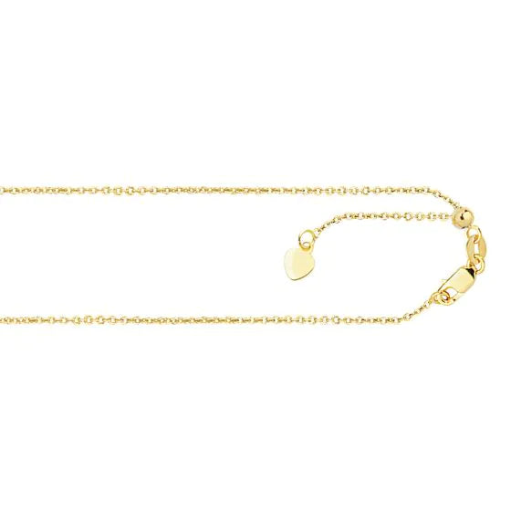 Springer's Forever Signature 14k Yellow Gold 1.1mm Adjustable Cable Ch