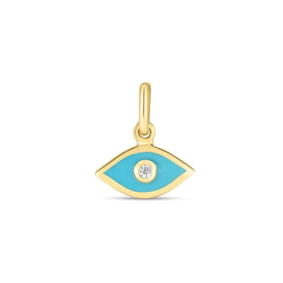 Springer's Forever Charm Springer's Forever Signature 14k Yellow Gold Blue Enamel Evil Eye Charm