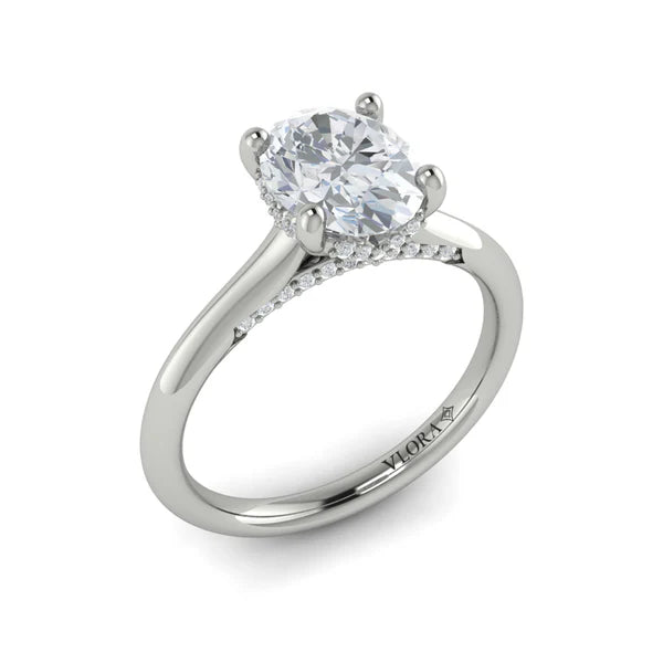 Springer's Forever Engagement Ring Springer’s Forever Signature by Vlora Oval Solitaire Hidden Halo Engagement Mounting in 14K White Gold