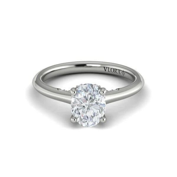 Springer's Forever Engagement Ring Springer’s Forever Signature by Vlora Oval Solitaire Hidden Halo Engagement Mounting in 14K White Gold