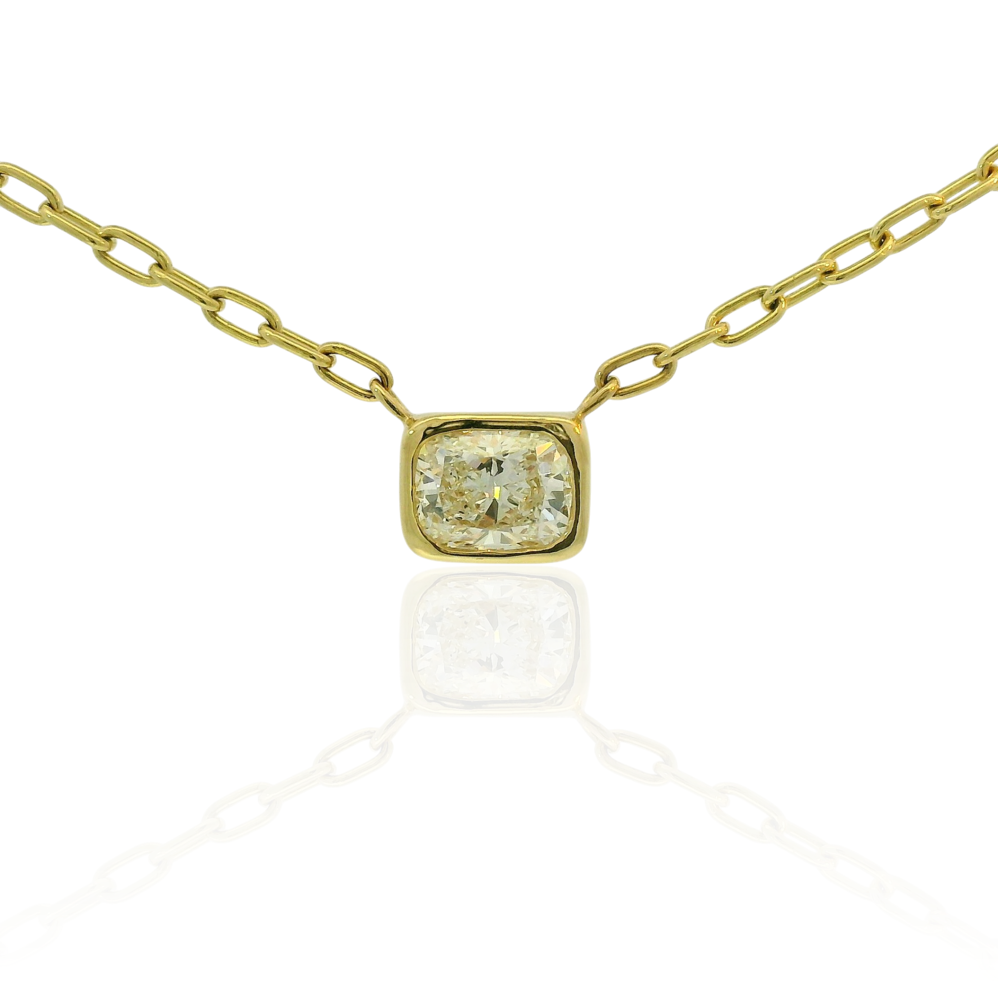 Springer's Forever Necklaces and Pendants Springer's Forever Signature Cushion Modified Brilliant Cut Diamond Bezel Necklace in 14K Yellow Gold - 1.51 ct