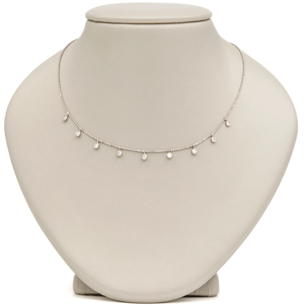 Springer's Forever Necklaces and Pendants Springer's Forever Signature Diamond Bezel Station Necklace 14K White Gold - .60ctw