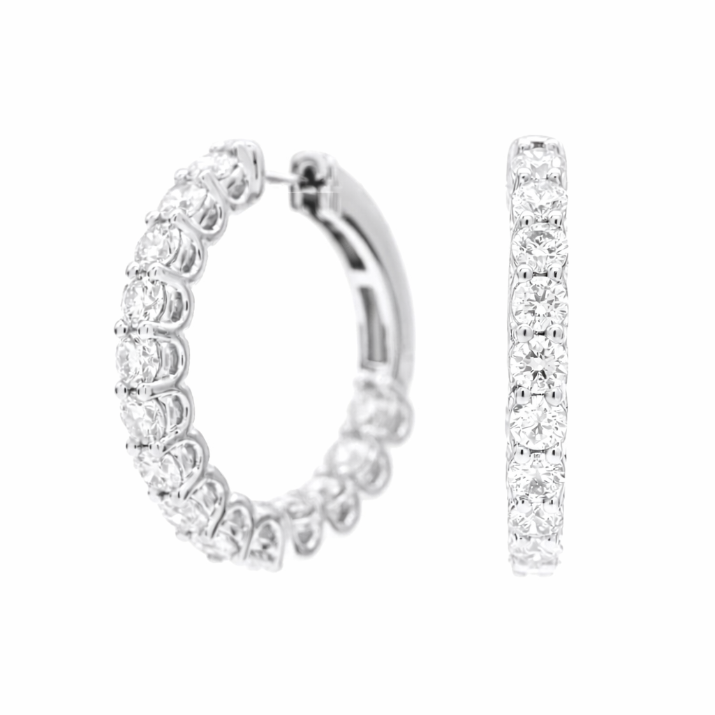 Springer's Forever Earrings Springer’s Forever Signature Diamond Round Hoop Earrings in 14K White Gold – 4.22ctw