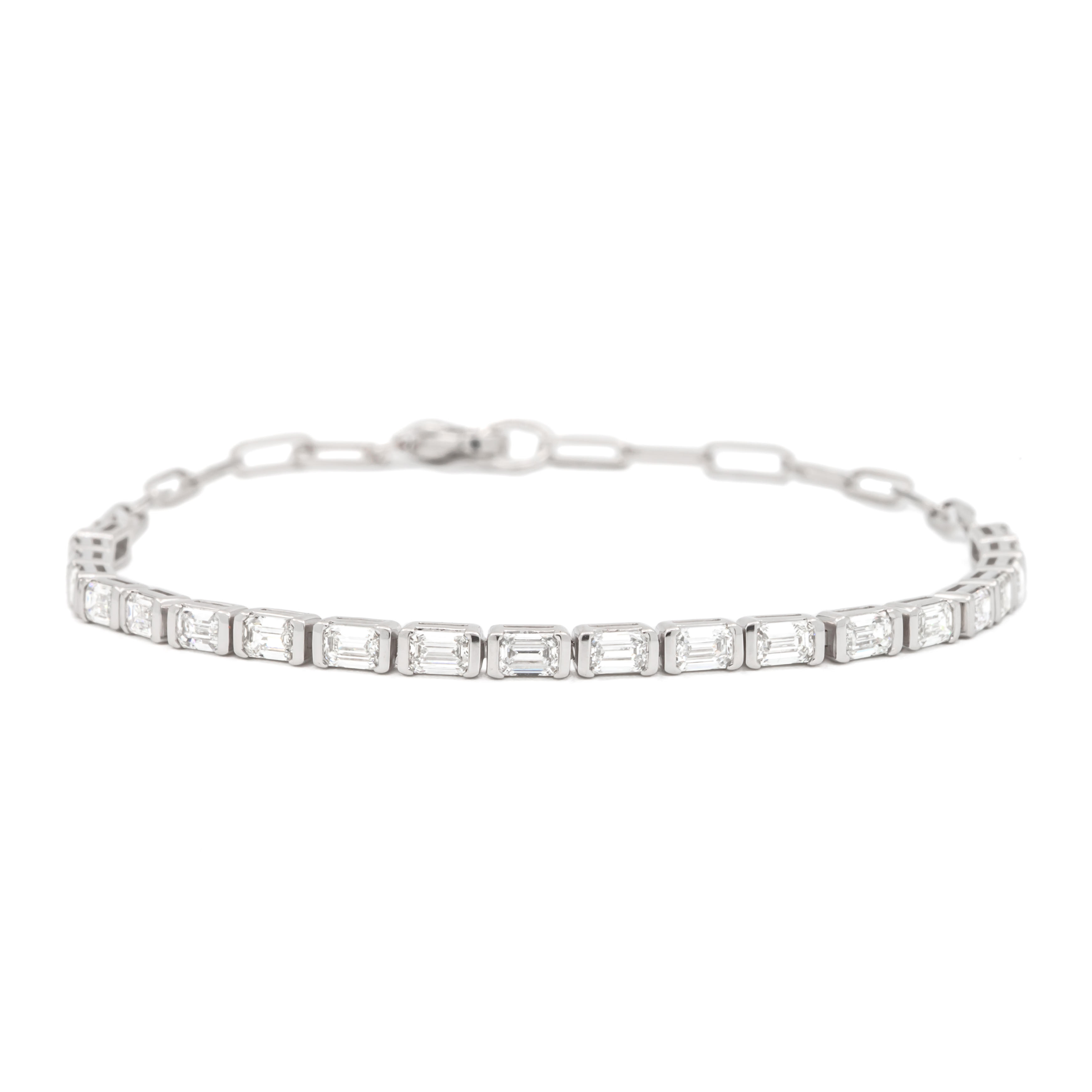 Springer's Forever Bracelet Springer's Forever Signature Emerald-Cut Diamond Paperclip Chain Bracelet in 14K White Gold - 1.75ctw