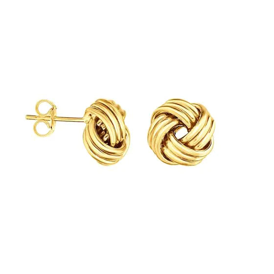 Springer's Forever Earrings Springer's Forever Signature Medium Multi-Row Love Knot Stud Earring - Yellow Gold