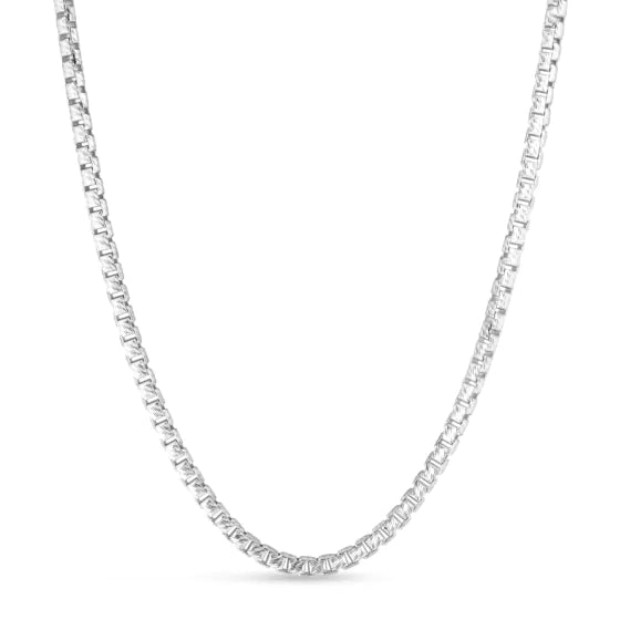 Springer's Forever Necklaces and Pendants Springer's Forever Signature Sterling Silver 3.9mm Rockstar Cut Round Box Chain - 20"