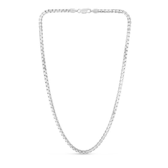 Springer's Forever Necklaces and Pendants Springer's Forever Signature Sterling Silver 3.9mm Rockstar Cut Round Box Chain - 20"