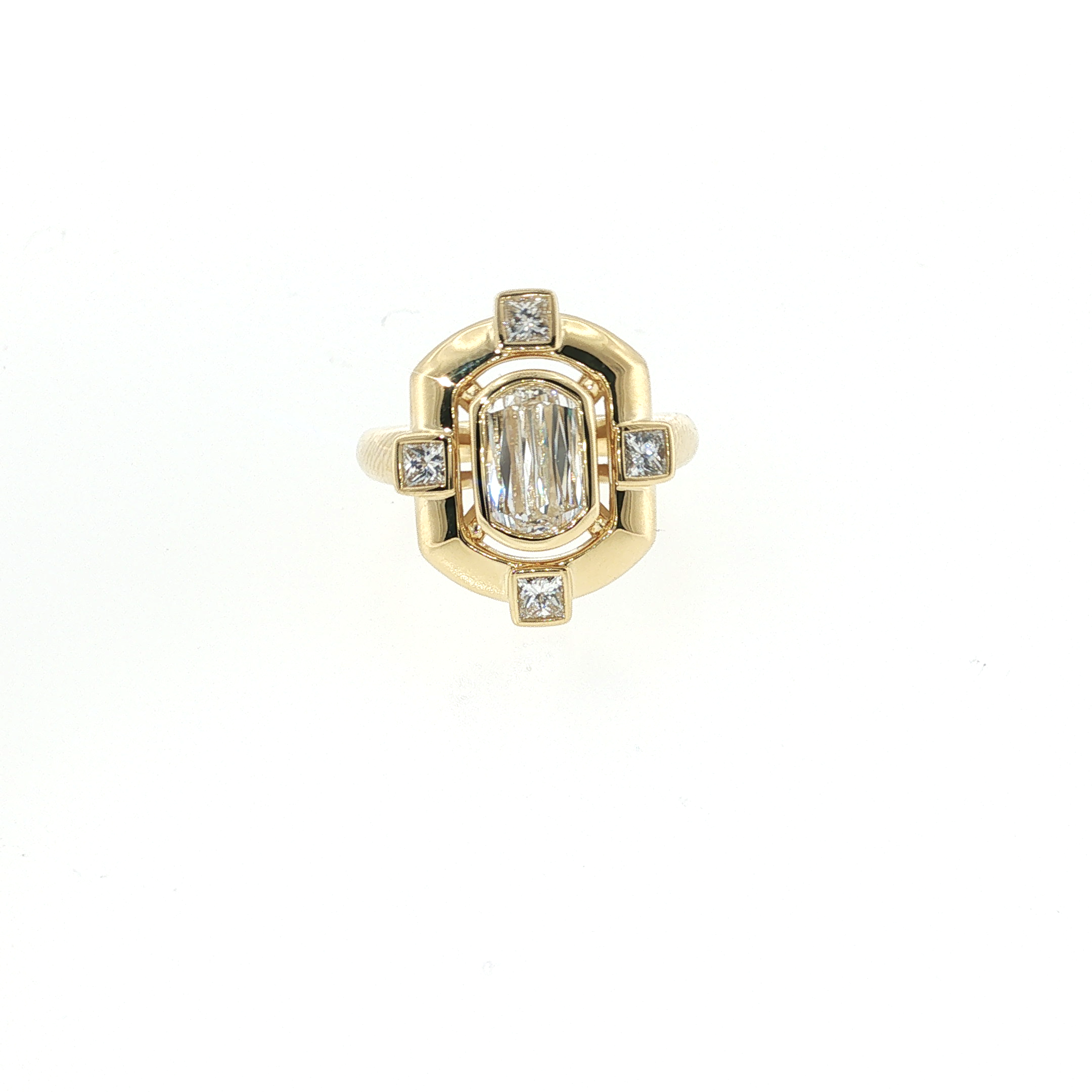 Christopher Designs 18K Yellow Gold Crisscut Geometric Diamond Ring