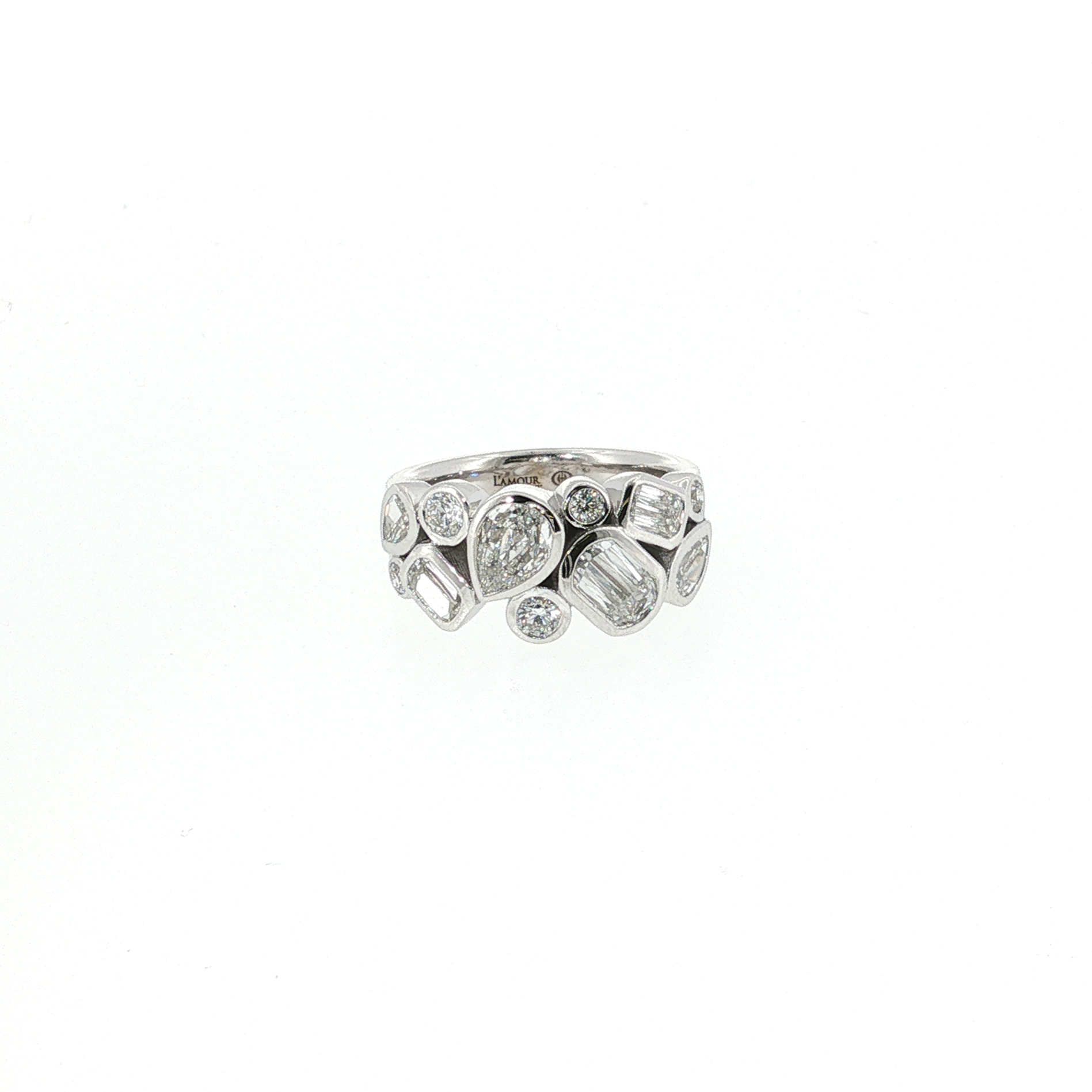 Christopher Designs 18K White Gold Mixed Shape Bezel Diamond Band