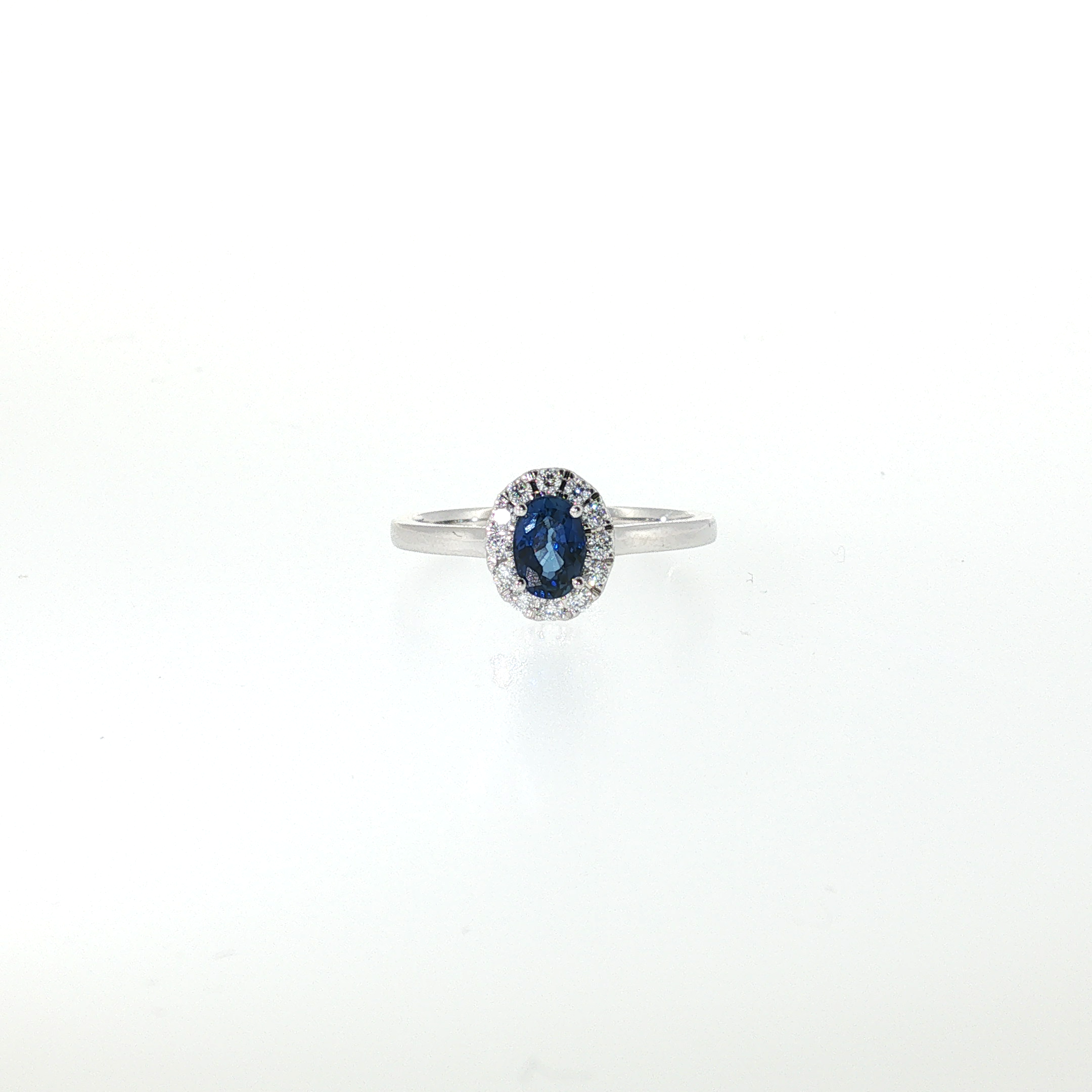 Springer's Forever 14K White Gold Oval Sapphire and Diamond Halo Ring - 0.50ct