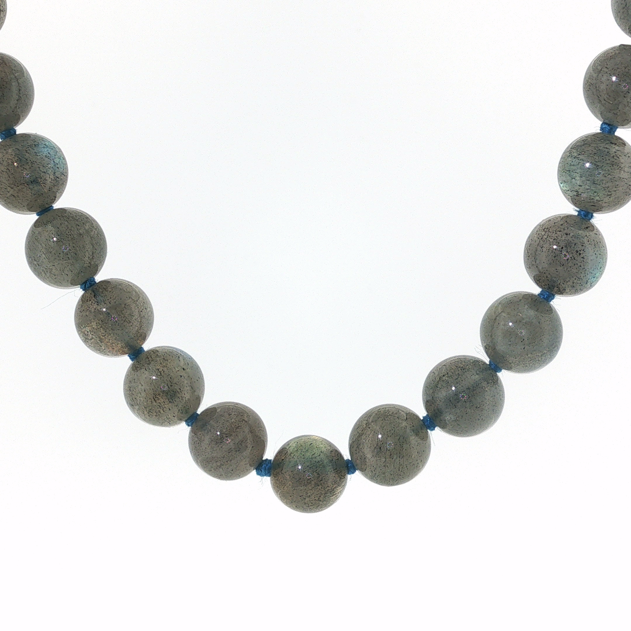 Springer's Beaded Necklaces Page Estate 1870 Labradorite Bead Necklace in Sterling Silver
