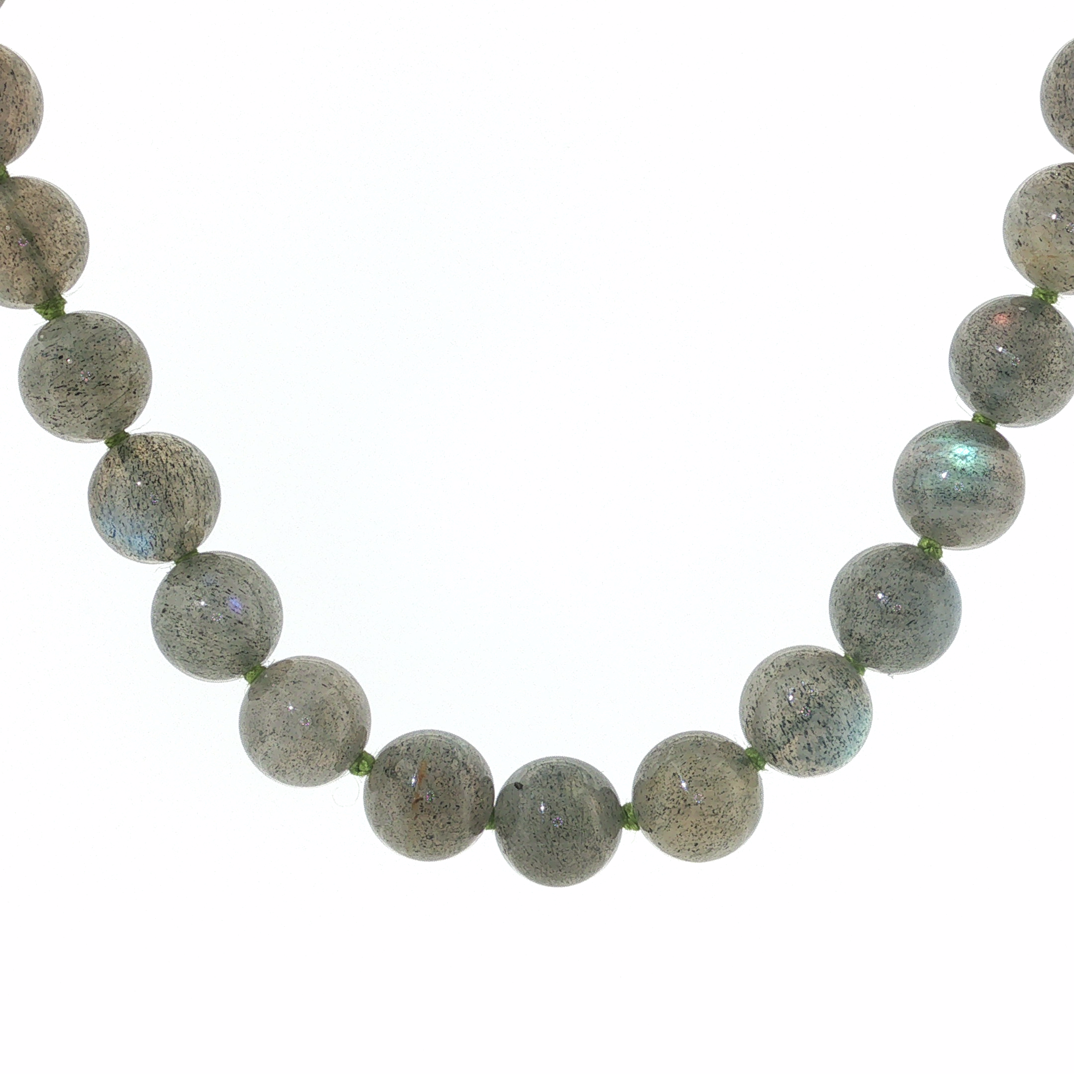 Springer's Beaded Necklaces Page Estate 1870 Labradorite Beaded Necklace on Silk