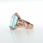 Springer's Solitaire Rings Page Estate Collection 14K Rose Gold 20.6ct Emerald-Cut Aquamarine Estate Ring