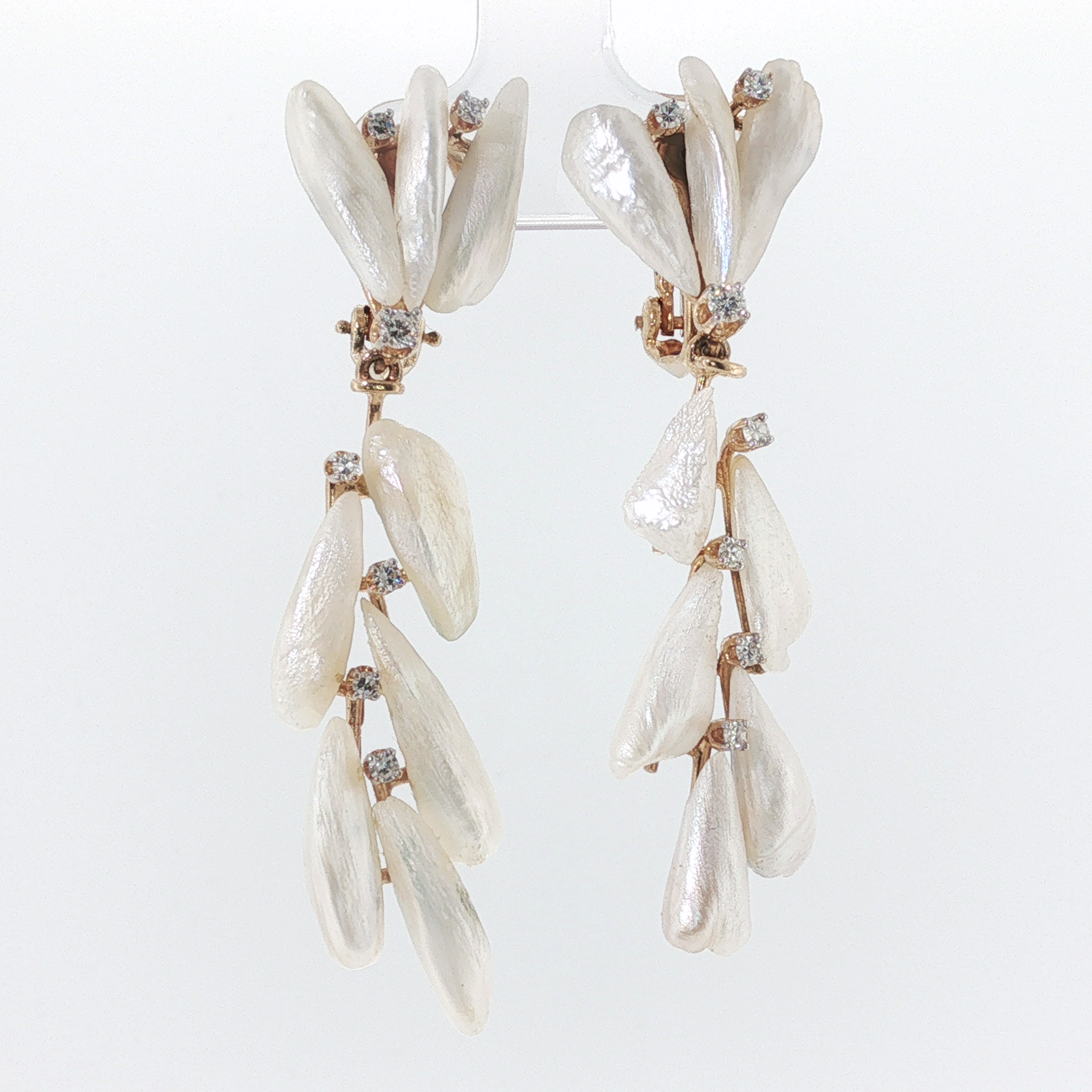Springer's Dangle Earrings Page Estate Collection 14K Yellow Gold Baroque Pearl and Diamond Dangle Earrings