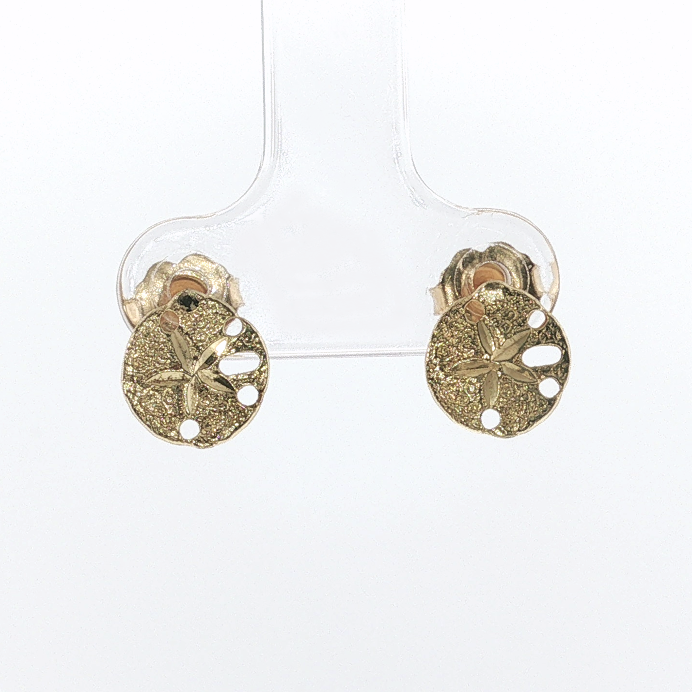 Springer's Stud Earrings Page Estate Collection 14k Yellow Gold Textured Sand Dollar Stud Earrings