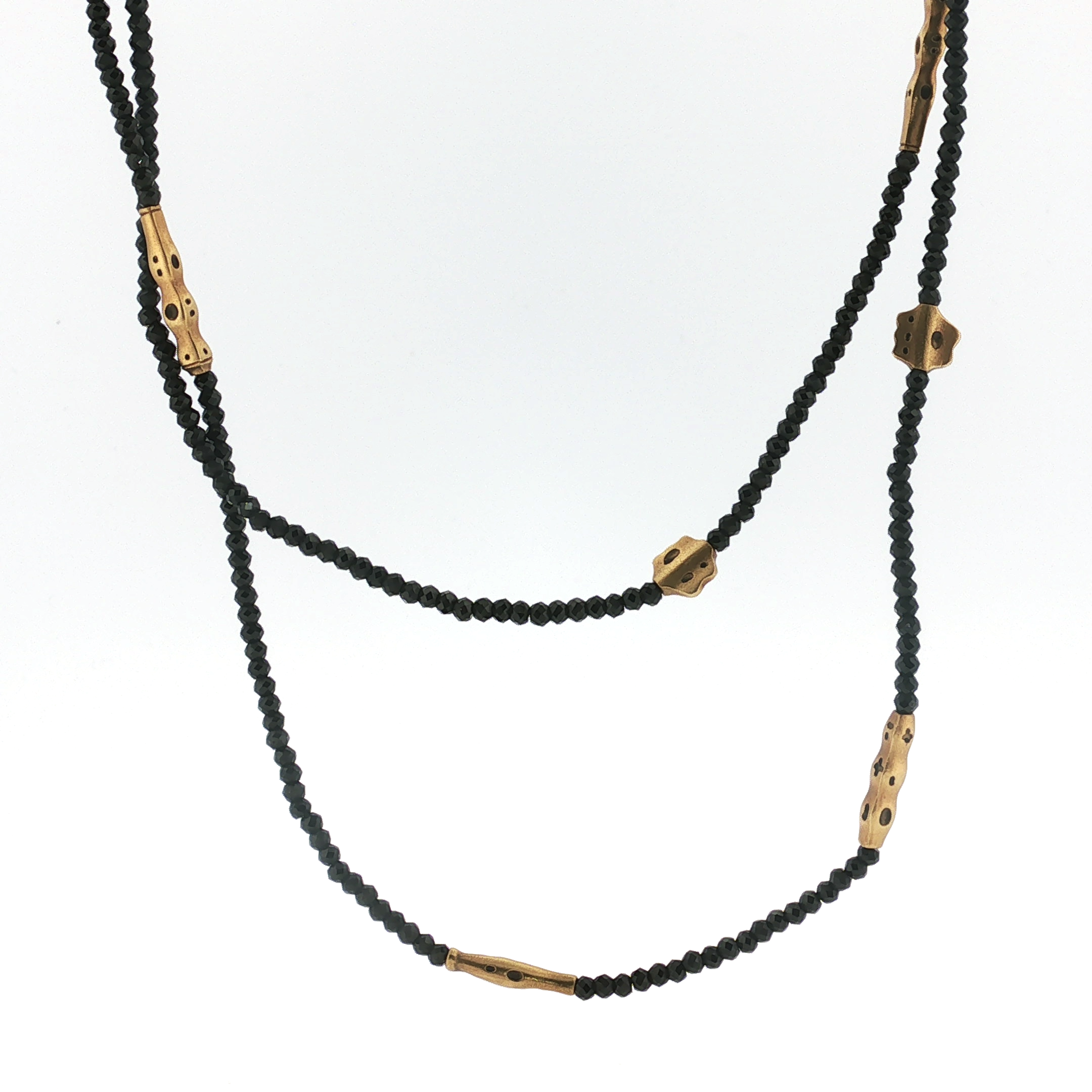 Springer's Beaded Necklaces Page Estate Collection 18K Yellow Gold Alex Sepkus Flora Black Spinel Necklace