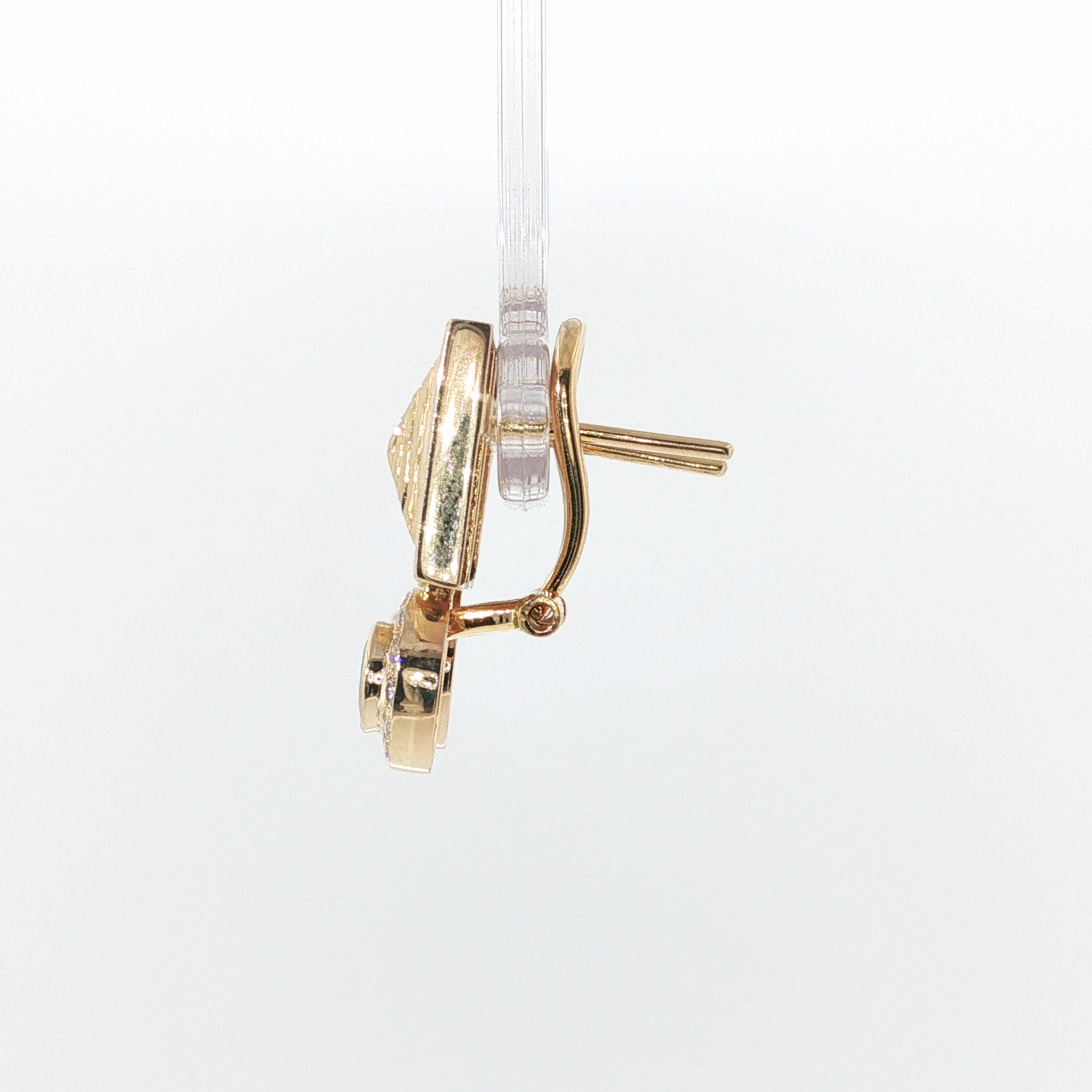 Springer's Drop Earrings Page Estate Collection 18K Yellow Gold Emerald and Diamond Pyramid Drop Earrings