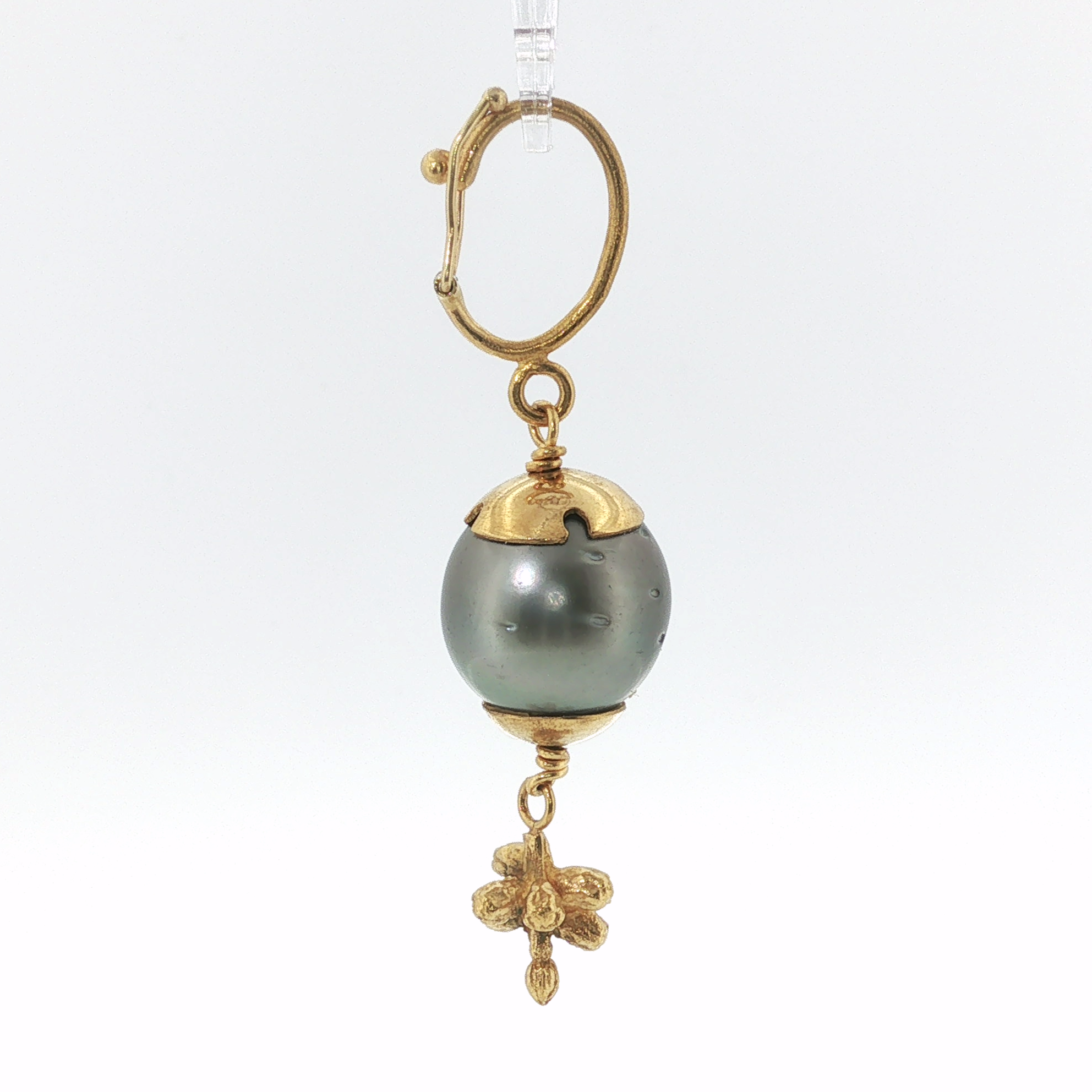Springer's Pendants Page Estate Collection 18K Yellow Gold Gray Pearl Pendant with Enhancer Bail