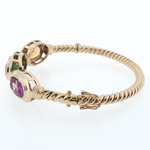 Springer's Bangles Page Estate Collection 18K Yellow Gold Multi-Gemstone Twisted Cable Bangle Bracelet