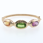 Springer's Bangles Page Estate Collection 18K Yellow Gold Multi-Gemstone Twisted Cable Bangle Bracelet