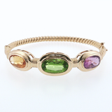 Springer's Bangles Page Estate Collection 18K Yellow Gold Multi-Gemstone Twisted Cable Bangle Bracelet