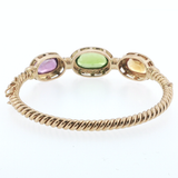Springer's Bangles Page Estate Collection 18K Yellow Gold Multi-Gemstone Twisted Cable Bangle Bracelet