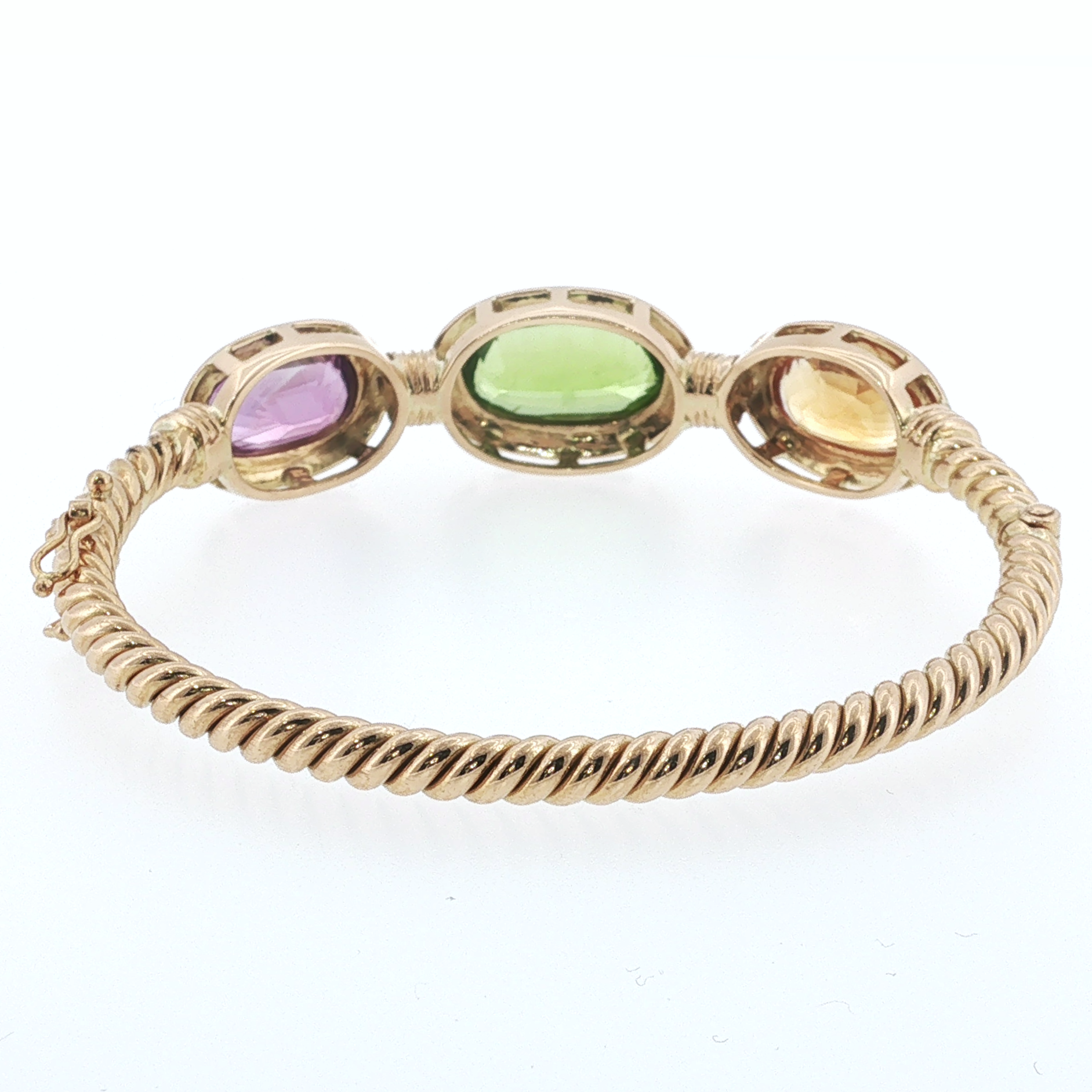 Springer's Bangles Page Estate Collection 18K Yellow Gold Multi-Gemstone Twisted Cable Bangle Bracelet